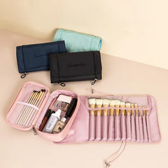 Waterproof Makeup Brush Organizer Travel Fold Cosmetic Bag