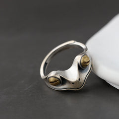 Delicate Frog 925 Silver Opening Ring Adjustable Size
