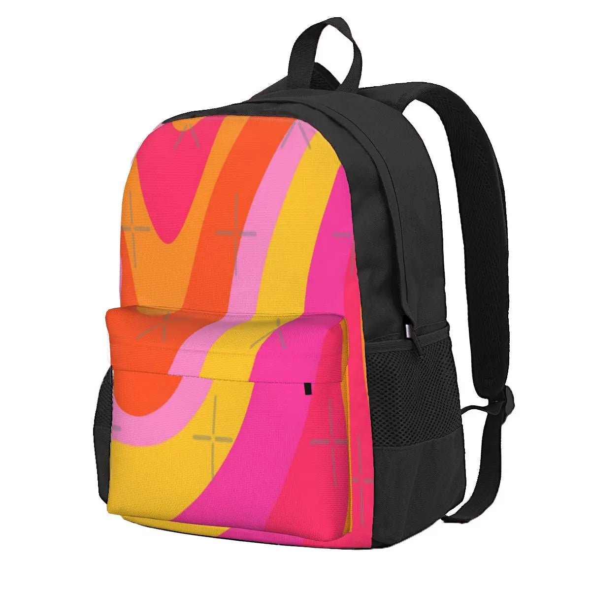 Retro 70S Pink & Orange Swirls Backpack Men's Women's Unisex School Bag