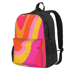 Retro 70S Pink & Orange Swirls Backpack Men's Women's Unisex School Bag