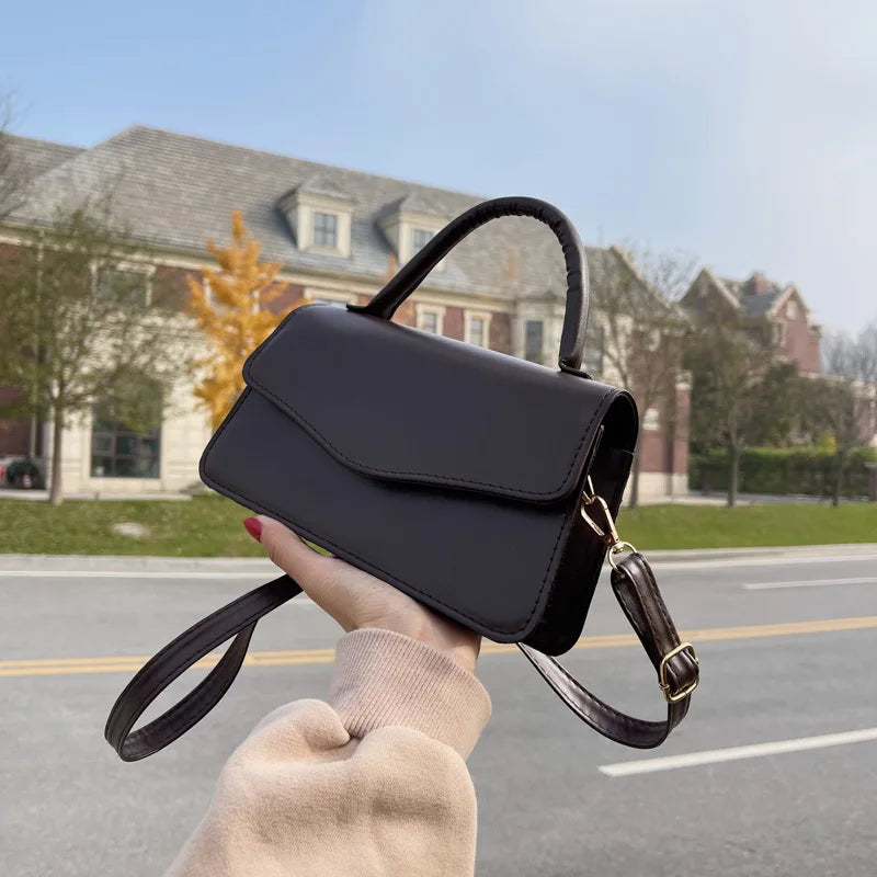 Retro PU Leather Shoulder Bag - Solid Crossbody Bags for Women