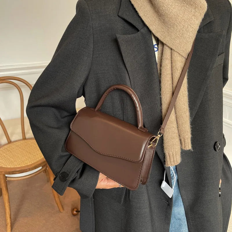 Retro All-match PU Leather Shoulder Bag Women Solid Crossbody Bags
