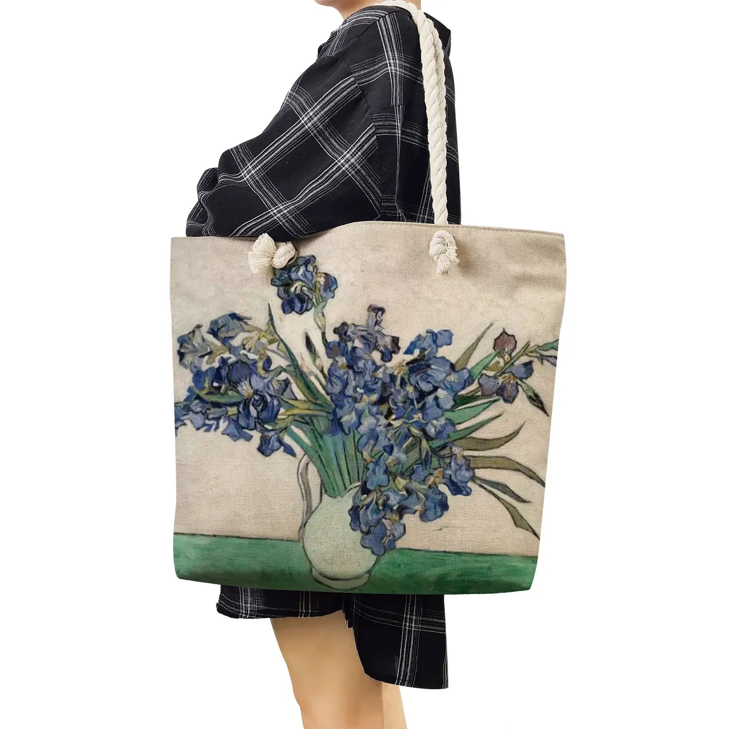 Van Gogh Oil Painting Handbags Thick Rope Linen Tote Bag
