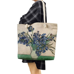 Van Gogh Oil Painting Handbags Thick Rope Linen Tote Bag