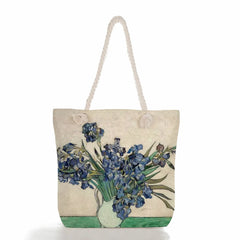 Van Gogh Oil Painting Handbags Thick Rope Linen Tote Bag