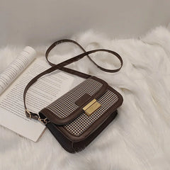 Retro Houndstooth PU Leather Small Bag Female Single Shoulder Messenger