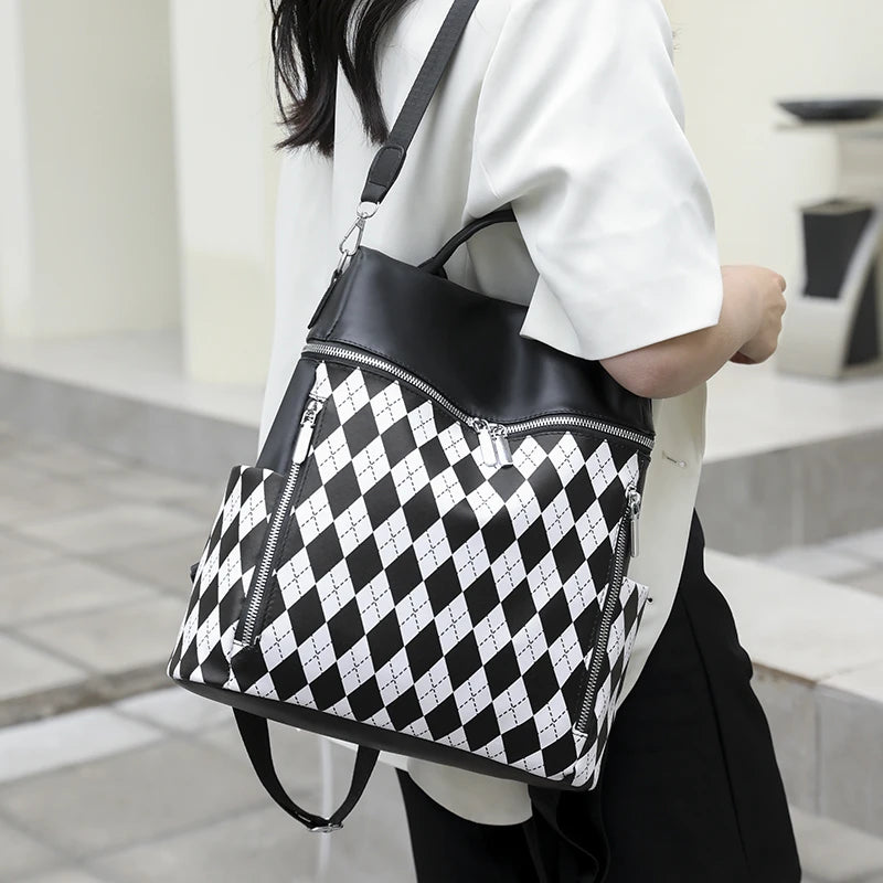 Retro PU Leather Rucksack Travel Backpack Women Shoulder School Bags