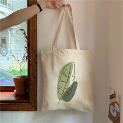 Retro Boho Plants Canvas Tote Bag Lady Handbag Harajuku Shoulder Bags