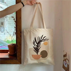 Retro Boho Plants Canvas Tote Bag Lady Handbag Harajuku Shoulder Bags