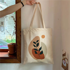 Retro Boho Plants Canvas Tote Bag Lady Handbag Harajuku Shoulder Bags
