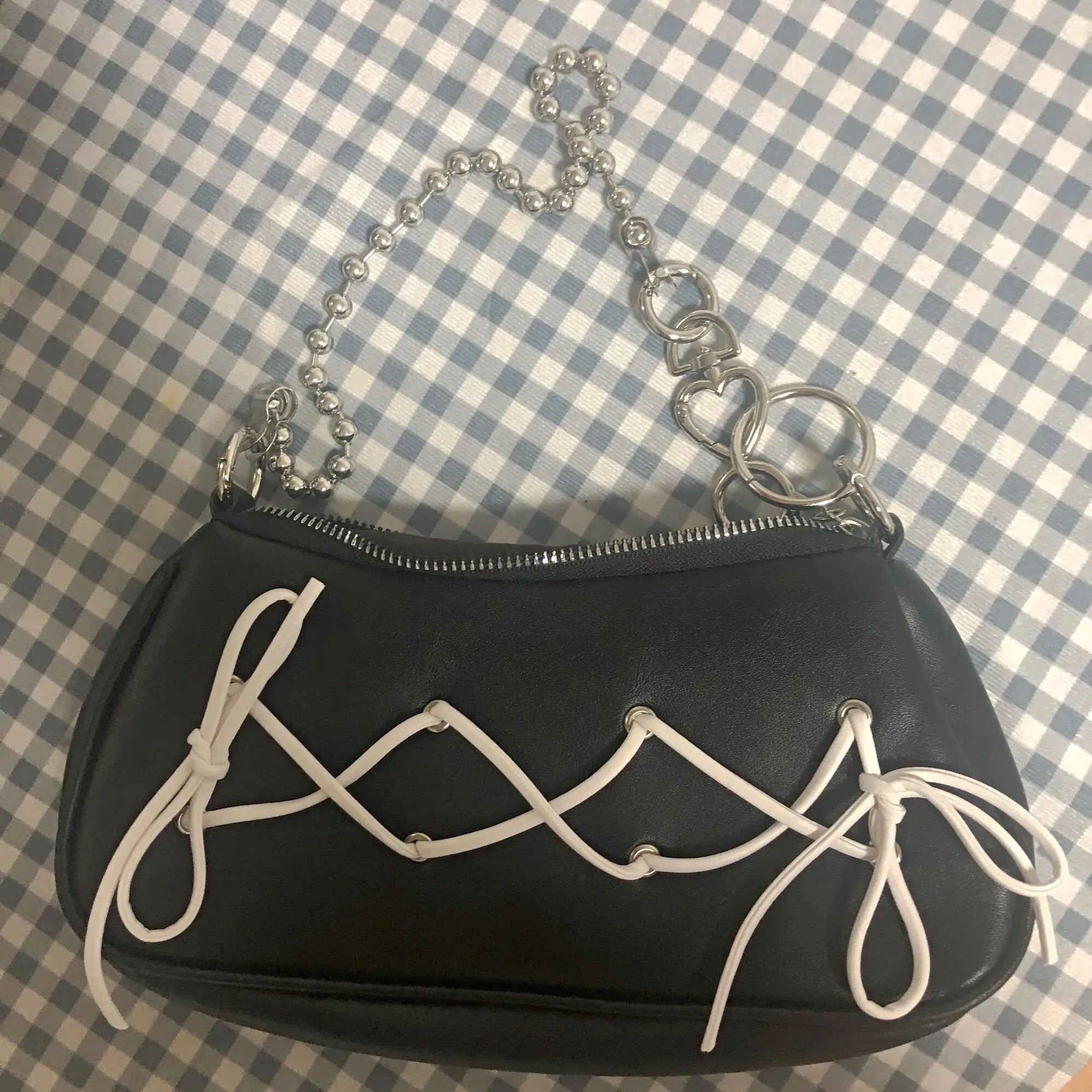 Retro Bowknot Women Purse Handbags Y2k Hot Girls Small Shoulder Underarm Bags