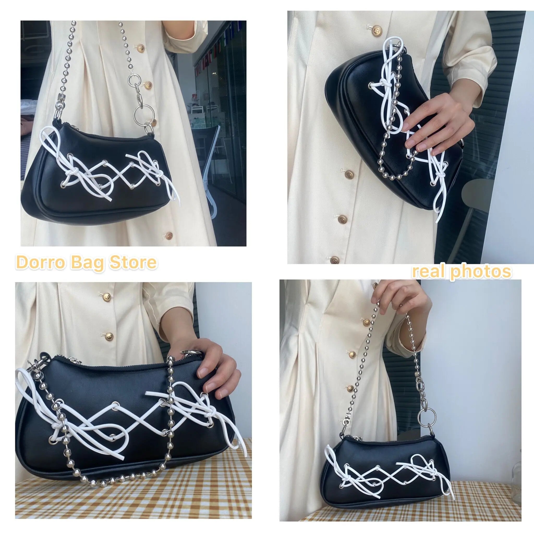 Retro Bowknot Women Purse Handbags Y2k Hot Girls Small Shoulder Underarm Bags