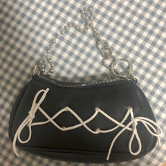 Retro Bowknot Women Purse Handbags Y2k Hot Girls Small Shoulder Underarm Bags