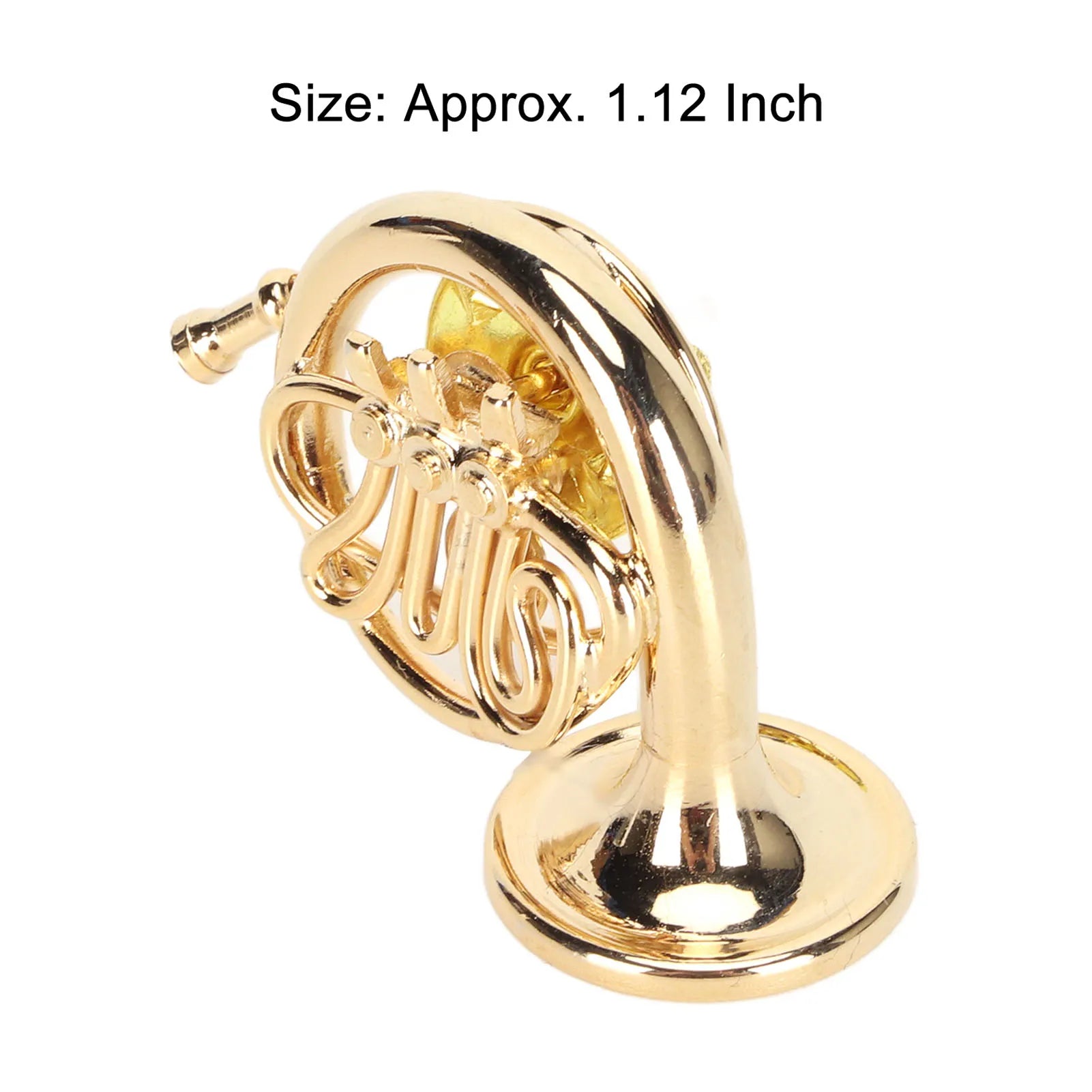 French Horn Shape Lapel Brooch Brass Pin with Case