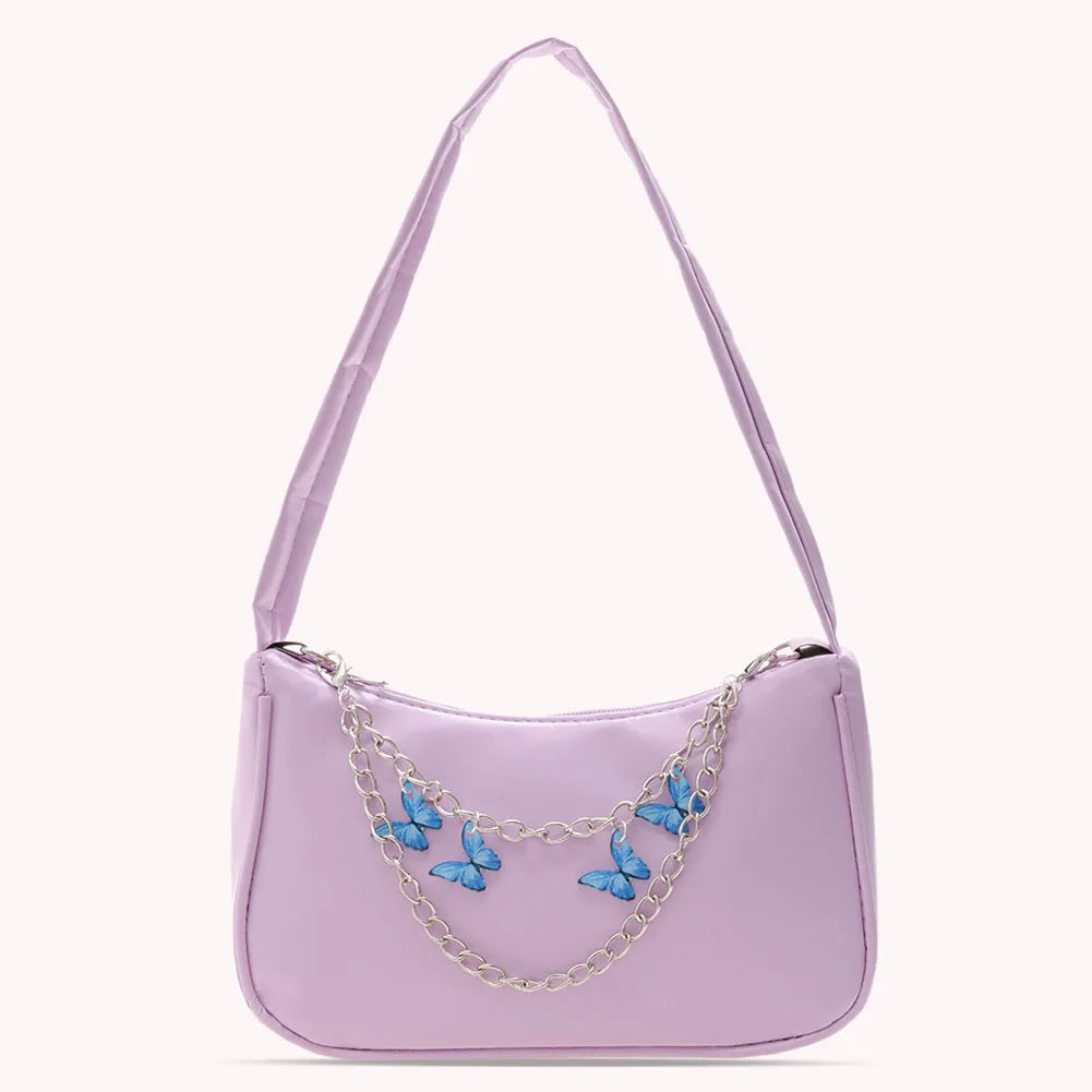Retro Butterfly Chain PU Leather Shoulder Bag