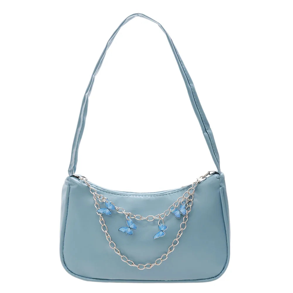 Retro Butterfly Chain PU Leather Shoulder Bag