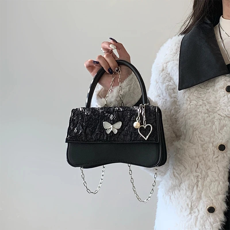 Retro Butterfly Small Square Shoulder Bag for Woman