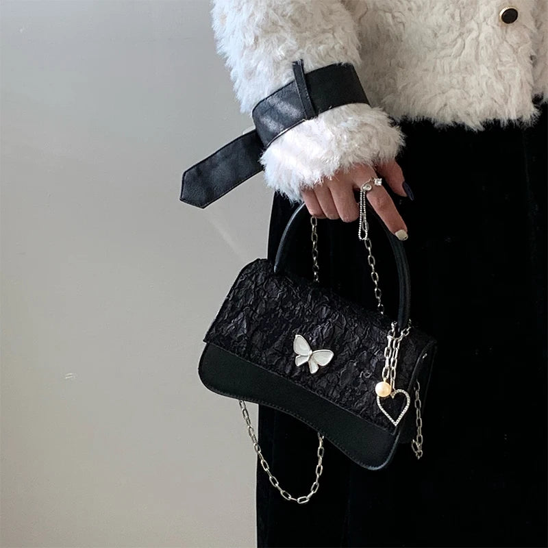 Retro Butterfly Small Square Shoulder Bag for Woman