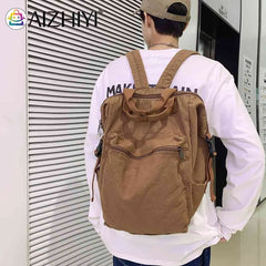 Retro Canvas Backpack Large Capacity Travel Student School Bag Zipper Rucksack