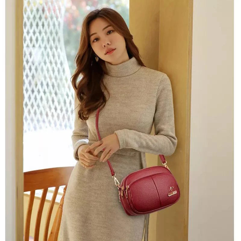 Retro Casual Shoulder Crossbody Bag Solid PU Leather Small Bags for Women