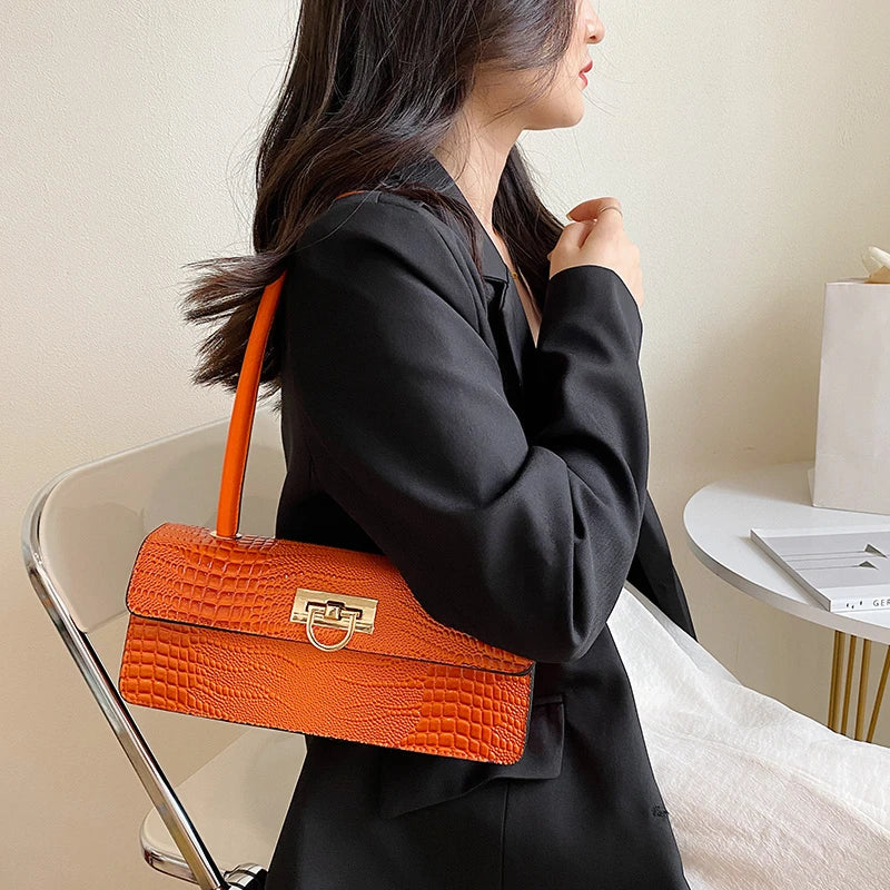 Retro Casual Women's Tote Crocodile Leather Handbags