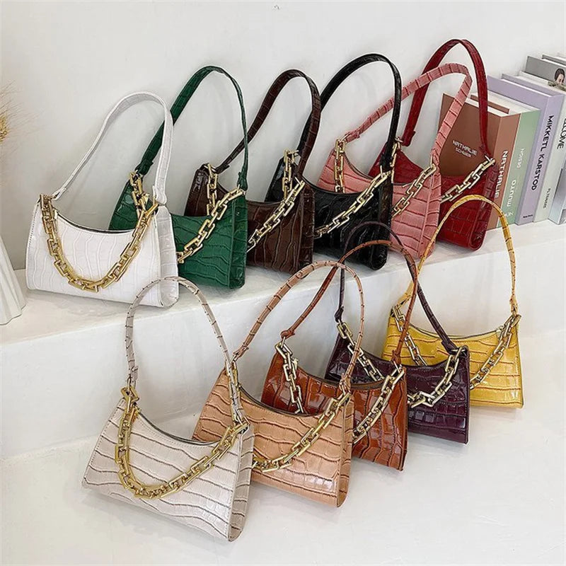 Retro Casual Women's Totes Shoulder Bag PU Leather Chain Handbags