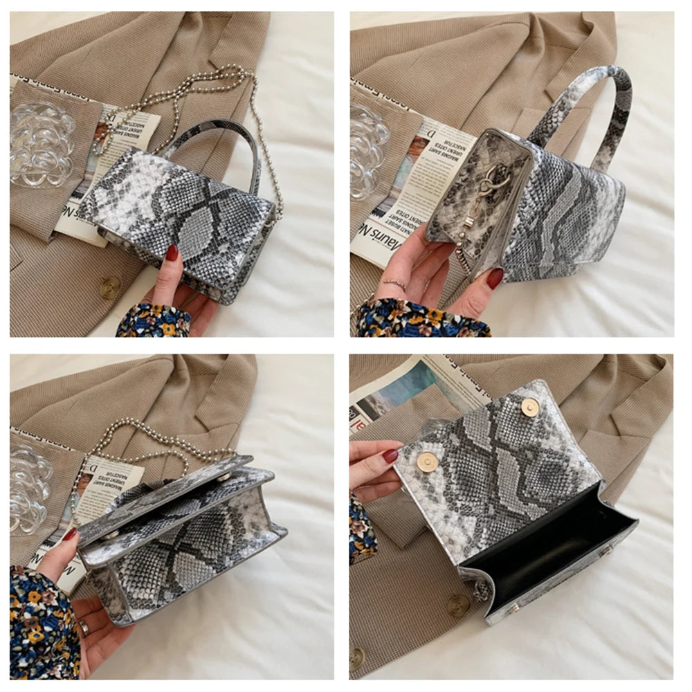 Retro Chain PU Leather Crossbody Bags For Women Shoulder Bag Lady Small Handbags