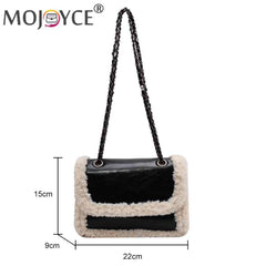Retro Chain Shoulder Bags Fleece Faux Suede Handbag Street Satchel