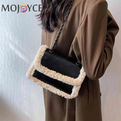 Retro Chain Shoulder Bags Fleece Faux Suede Handbag Street Satchel