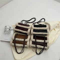 Vintage Chain Shoulder Bag Faux Suede Crossbody Street Satchel for Lady