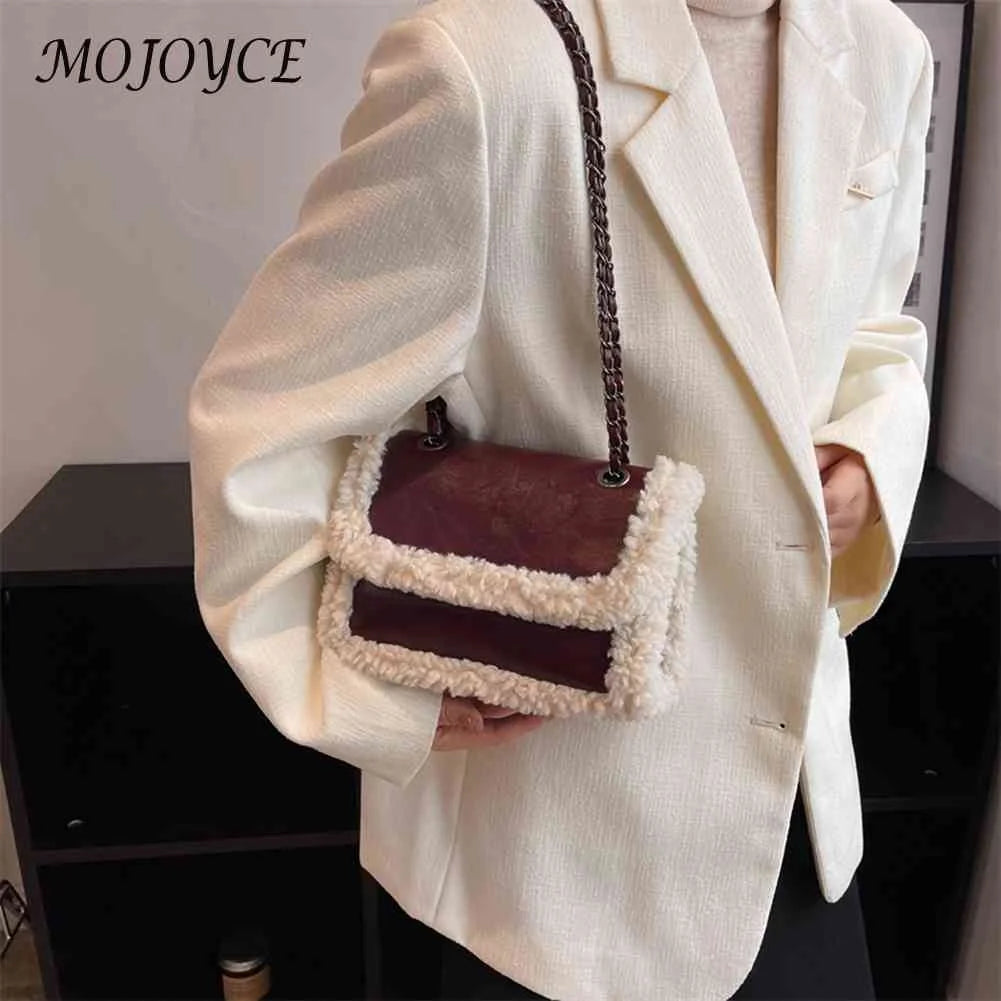 Retro Chain Shoulder Bags Women Faux Suede Shopping Tote