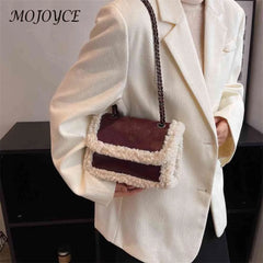 Retro Chain Shoulder Bags Women Faux Suede Shopping Tote