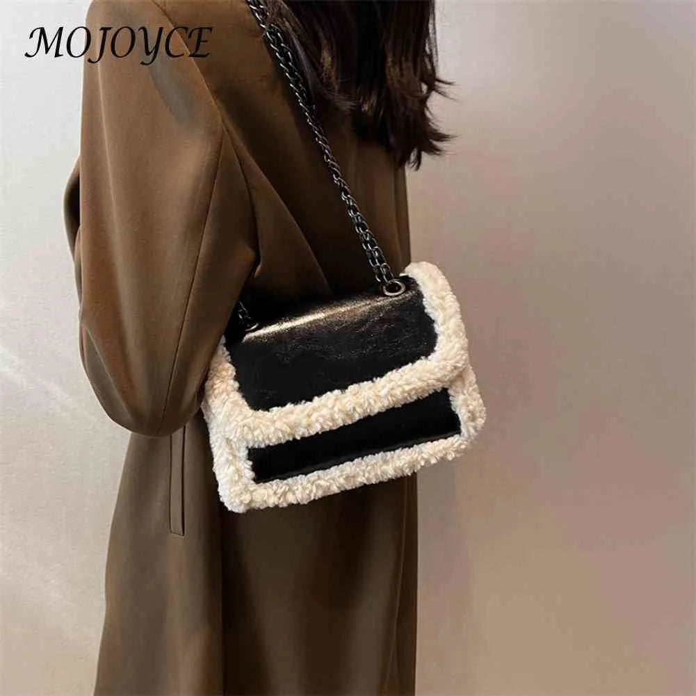 Retro Chain Shoulder Bags Women Faux Suede Shopping Tote