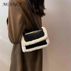 Retro Chain Shoulder Bags Women Faux Suede Shopping Tote
