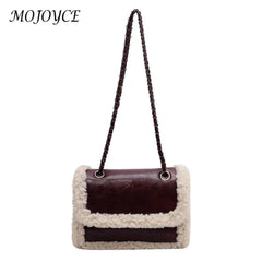 Retro Chain Shoulder Bags Women Faux Suede Shopping Tote