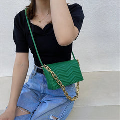 Embroidered Retro Chain Shoulder Bag Crossbody Messenger Leather Handbag