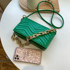 Embroidered Retro Chain Shoulder Bag Crossbody Messenger Leather Handbag
