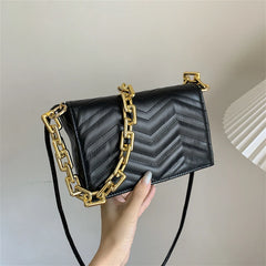 Embroidered Retro Chain Shoulder Bag Crossbody Messenger Leather Handbag