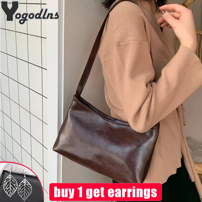 Retro Clutch Totes Bag Women PU Leather Shoulder Bags High Messenger Pack Armpit
