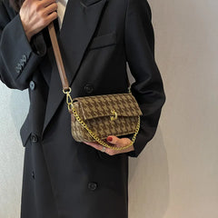 Plaid Handbag Tweed Shoulder Crossbody Bag Chain Clutches