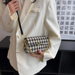 Plaid Handbag Tweed Shoulder Crossbody Bag Chain Clutches