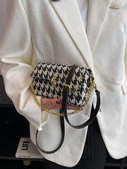 Retro Plaid Tweed Handbag for Women