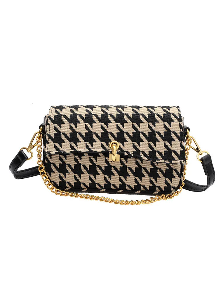 Retro Plaid Tweed Handbag for Women