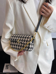 Retro Plaid Tweed Handbag for Women