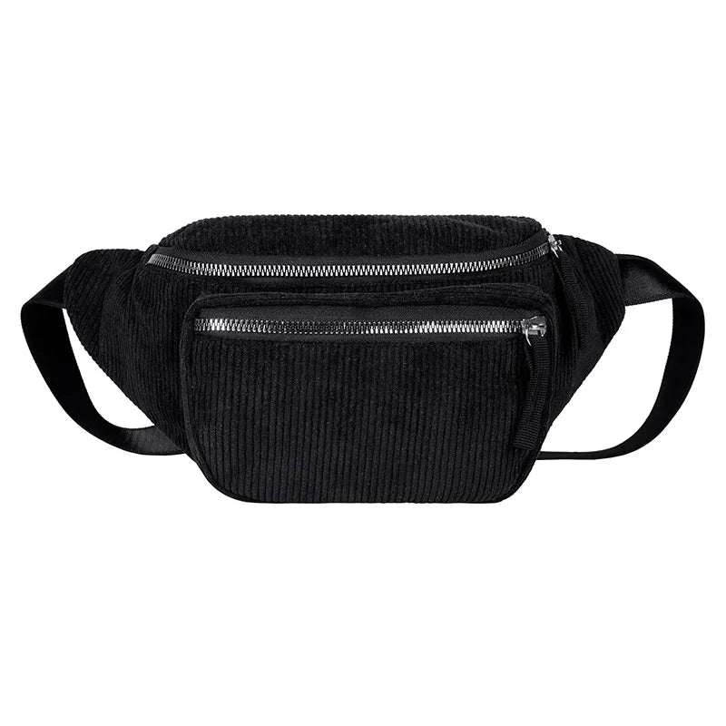 Corduroy Waist Bag Zipper Chest Bag Women