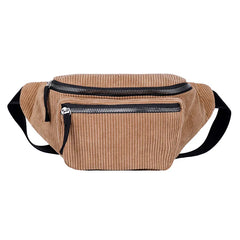 Corduroy Waist Bag Zipper Chest Bag Women