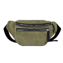 Retro Corduroy Waist Bag Zipper Chest Bag for Women