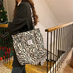 Corduroy Women's Shoulder Bag Large Capacity Casual Tote Handbags