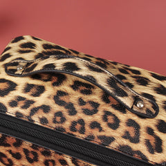 Leopard Print Makeup Bag Large Capacity Soft PU Leather Cosmetic Pouch