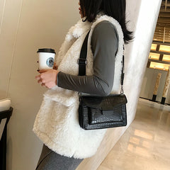 Crocodile Leather Striped Messenger HandBags